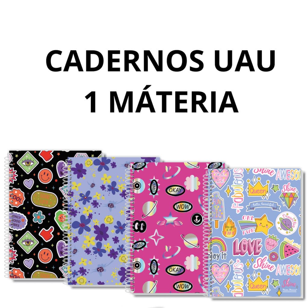 Caderno Universitário Espiral Capa Dura 1 Matéria 80 Folhas UAU