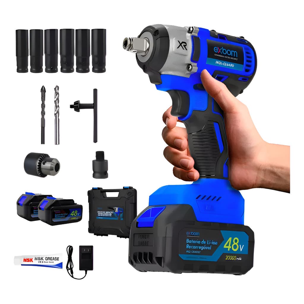 Kit Chave De Impacto 48v2 Baterias + Acessórios + Maleta