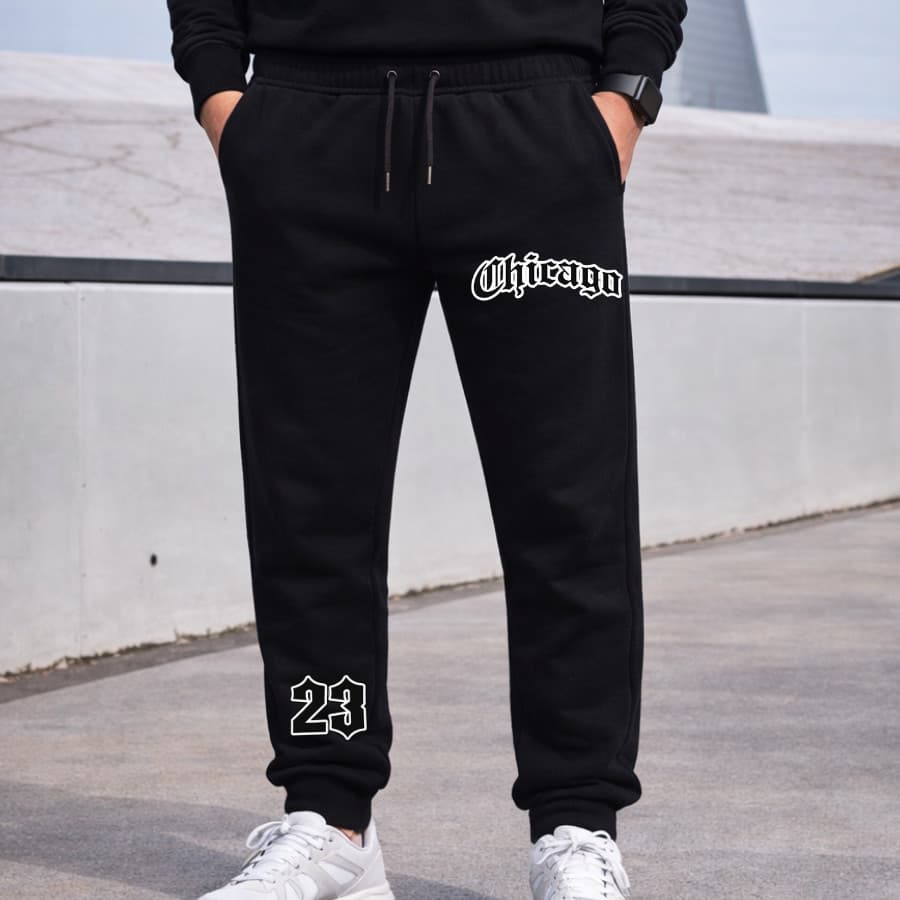 Calça Moletom Bolso Lateral Chicago 23 Estilo Urbano Confortável Casual Inverno
