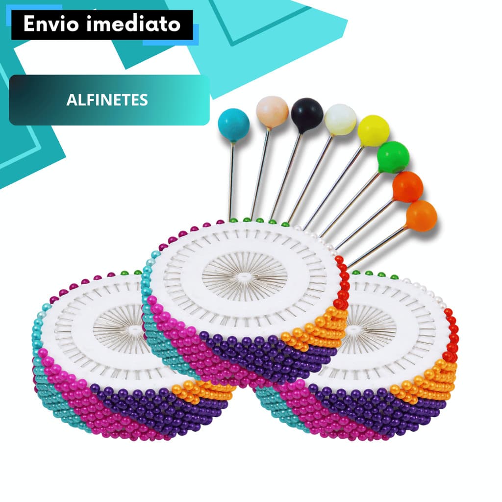 Alfinete Cabeça Colorida 3,5cm Metal Resistente Costura Artesanato Uso Geral
