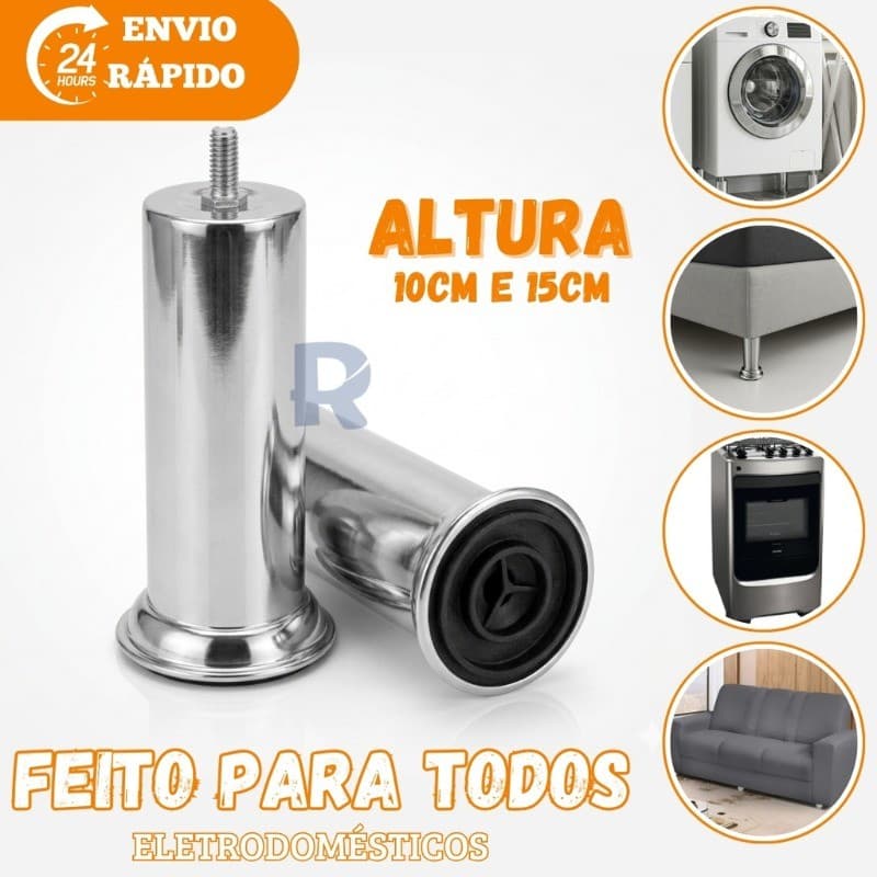 Pé de Cama de Cimento Reforçado  Reguláveis Cromados  Cama Fogão sofá Máquina de Lavar Roupa 5/16