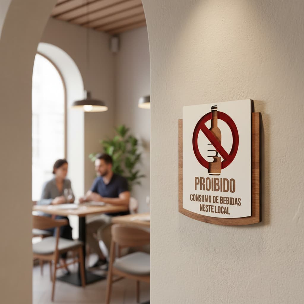 Placa de Sinalização  Proibido venda para menores MDF Alto Relevo 15x13cm Para Porta