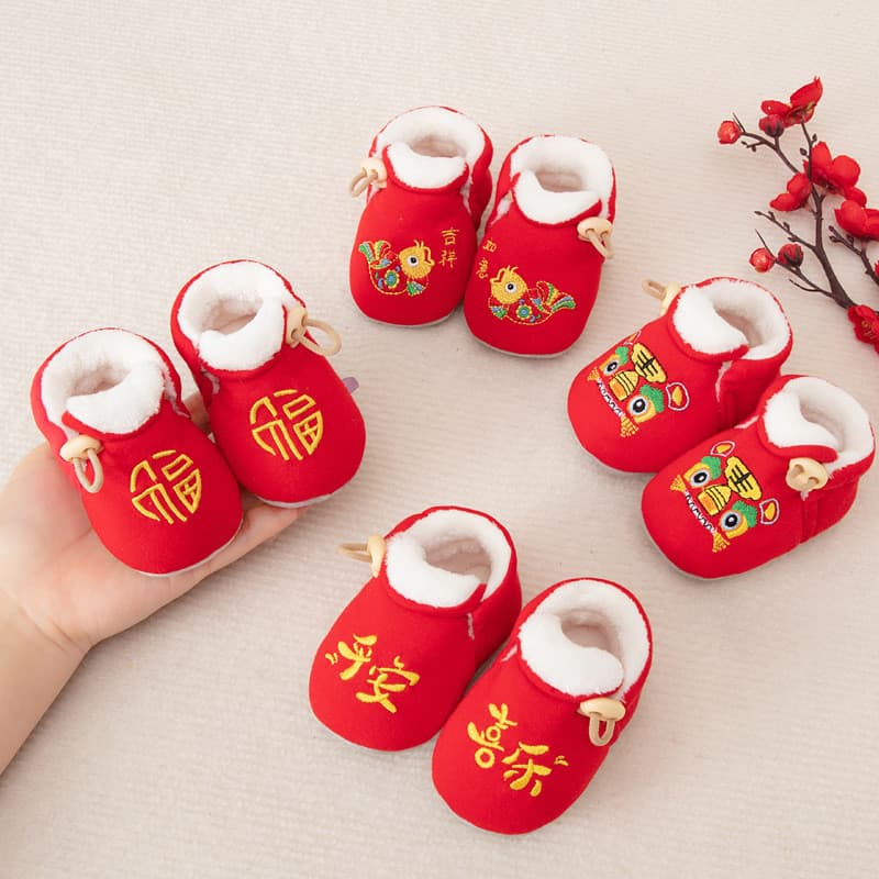Infantil velo-sapatos de lã inverno 0-12 meses masculino feminino sapatos de bebê meias não-queda sapatos sola macia Ant