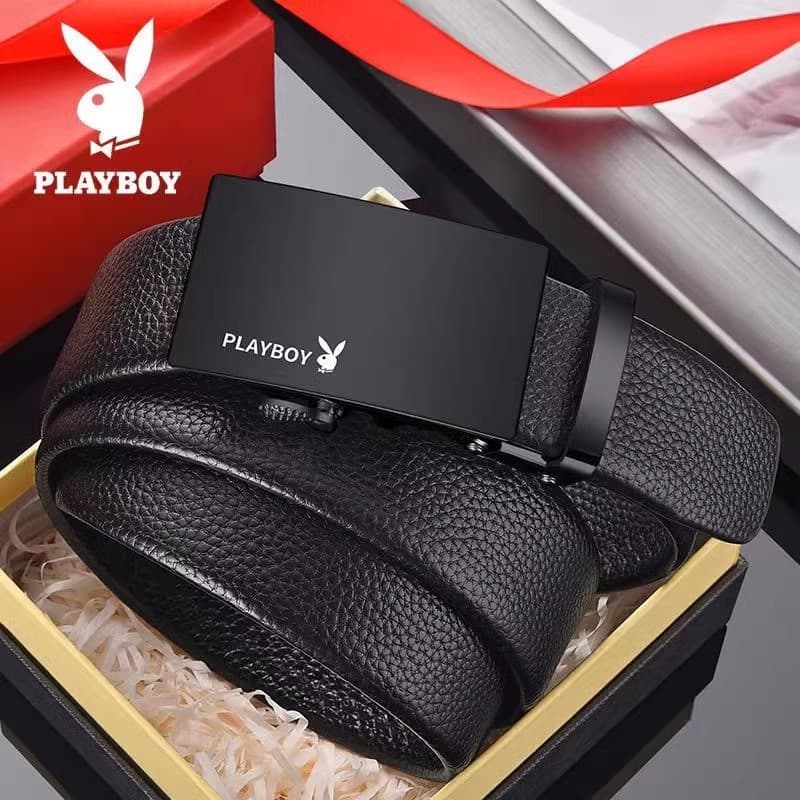 Playboy cinto masculino na moda fivela automática 2024 cinto de couro Formal terno calças cinto moda jovem estilo couro