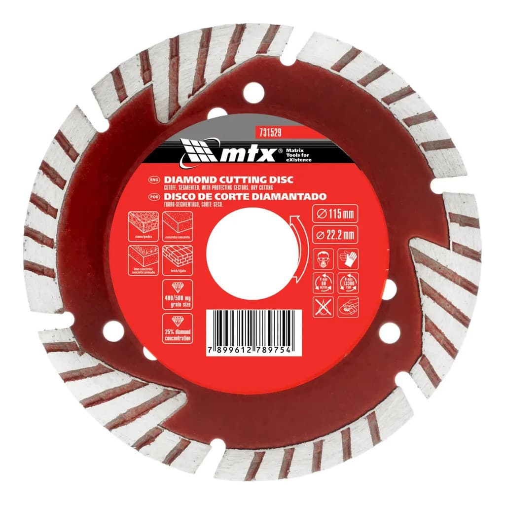 Disco Corte Segmentado Diamantado Corte Seco 115 X 22,2 Mtx Cinza-escuro
