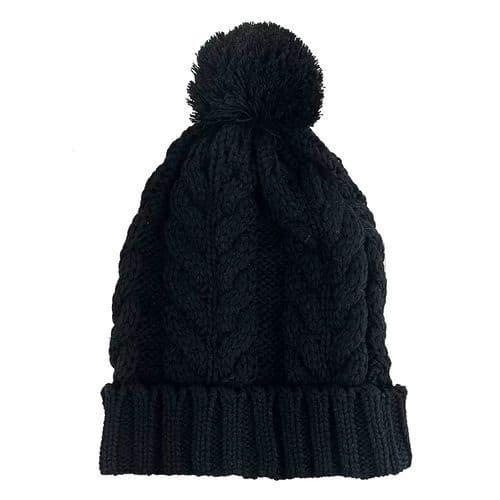 Touca Gorro Tricot Inverno Pom Pom Preta Lã Feminina Masculina Quente