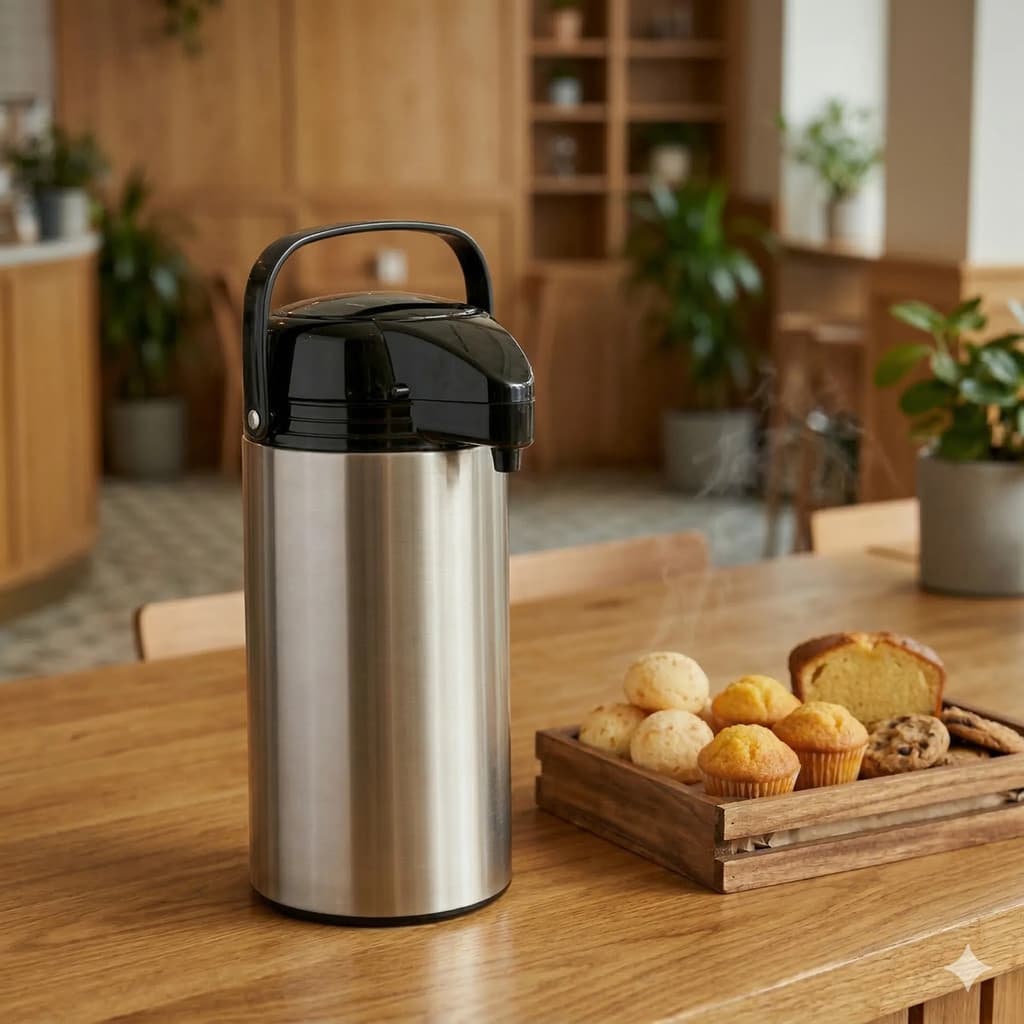 Garrafa Térmica Inox 1,9 Litros Grande Café Chá Leite Água Mantém Quente Frio Inoxidável Resistente Escritório Reunião