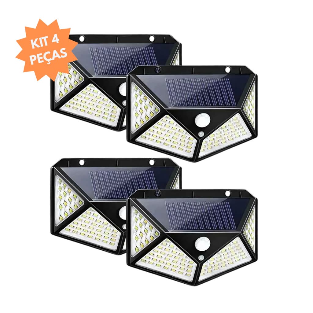 Arandela Solar 100 Led's 3 Modos Luminária Com Sensor Prova D'água Parede Aréa Externa Jardim