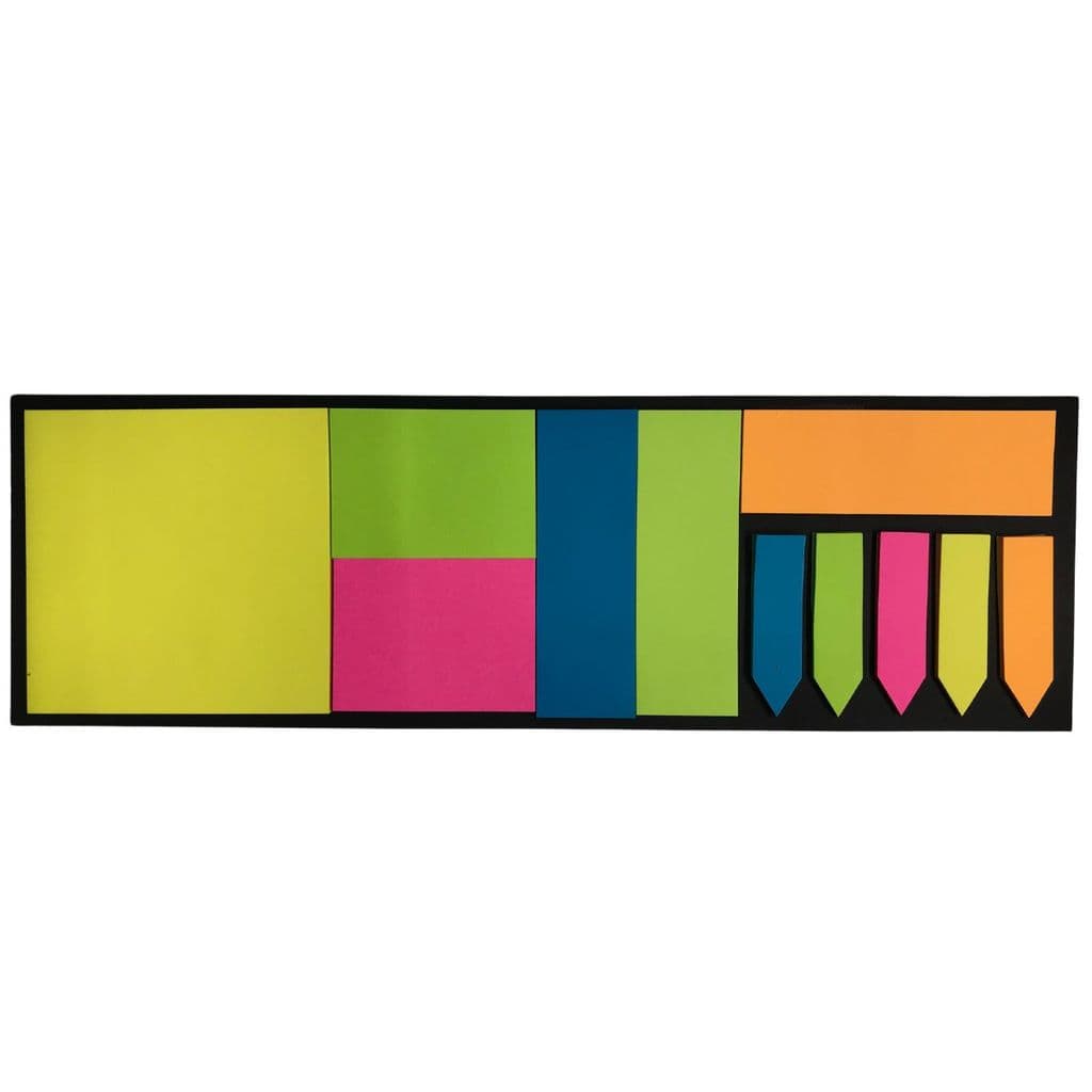 Kit de Cartelas Notas Autoadesivas Coloridas em Diversos Formatos Blocos Post It