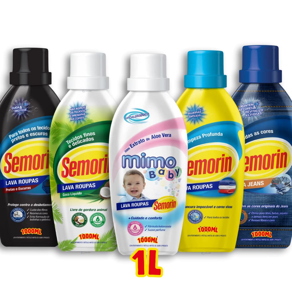 1 Litro Lava Roupas Sabão Líquido Coco Bebês Jeans Pretas Escuras Todos Tecidos Mantém Cores Semorin