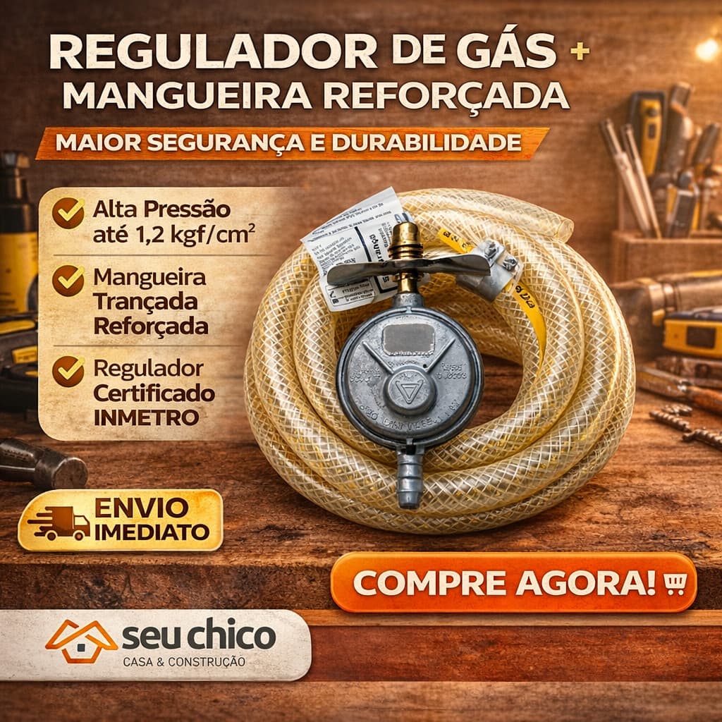 Regulador Registro Gás 1kg 505 + Mangueira 1,2m Para GÁS 505/01 + ABRAÇADEIRAS