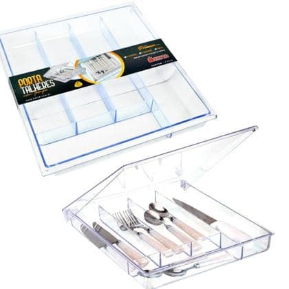 Porta Talheres Transparente com Tampa Keita