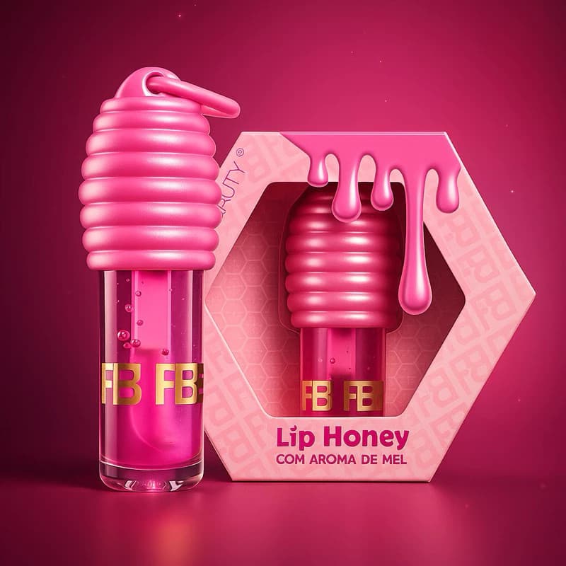 Gloss Labial Liphoney Brilho Aroma De Mel Rosa Hidratante