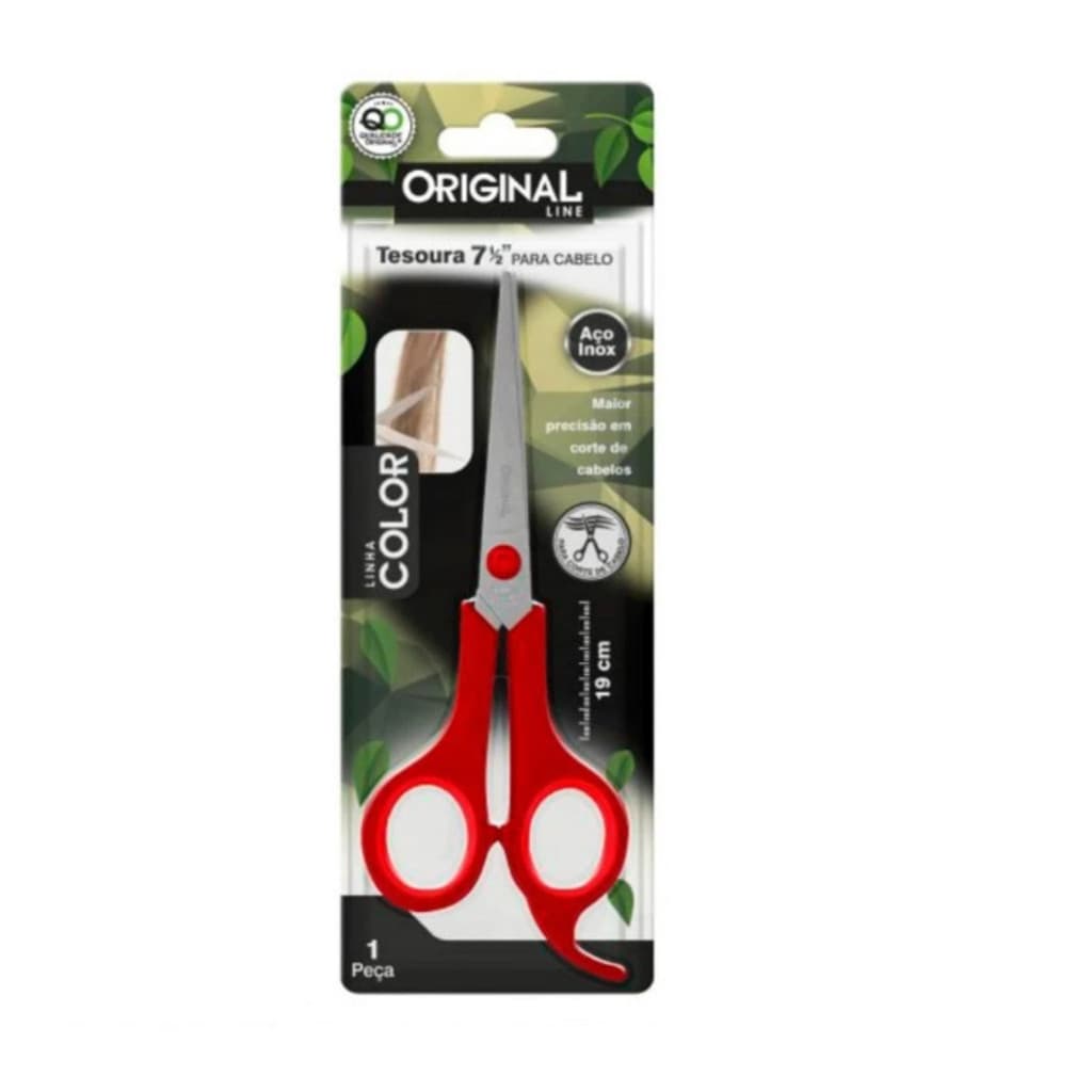 Tesoura de Corte Cabelo 7.Pol 19cm com Descanso de Dedo Colors 1 Unidade