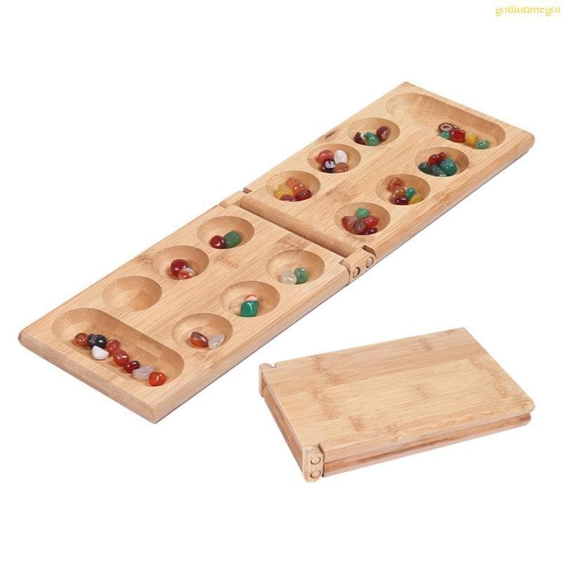 gotitonmegot Africa Mancala Jogo Tabuleiro Pedras Naturais Coloridas Seixos Conjunto Xadrez Dobrável Para Cria