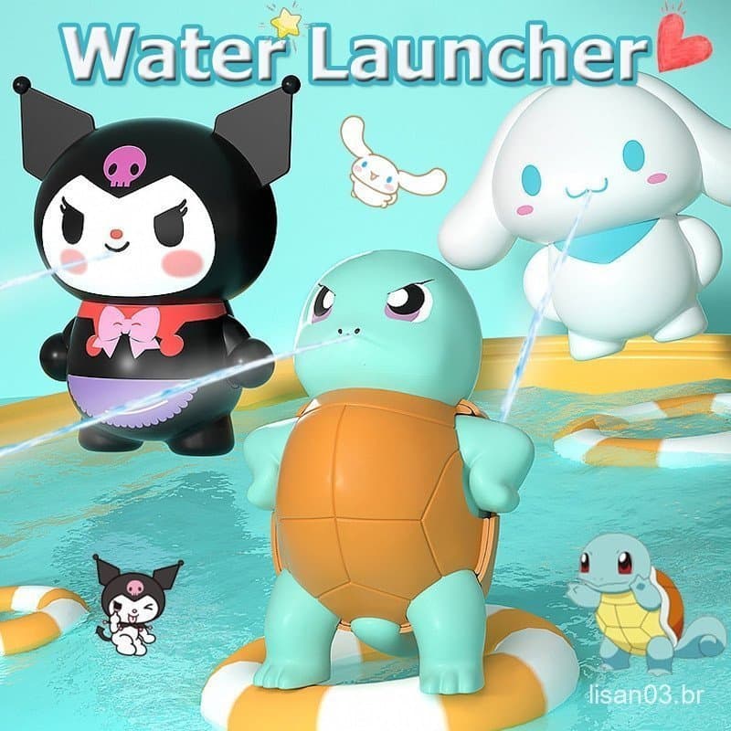 Novo Pokemon Pocket Monsters Squirtle Johnny Turtle Press Kuromi Cinnamoroll Lançador De Água De Praia Para Crianças Asp