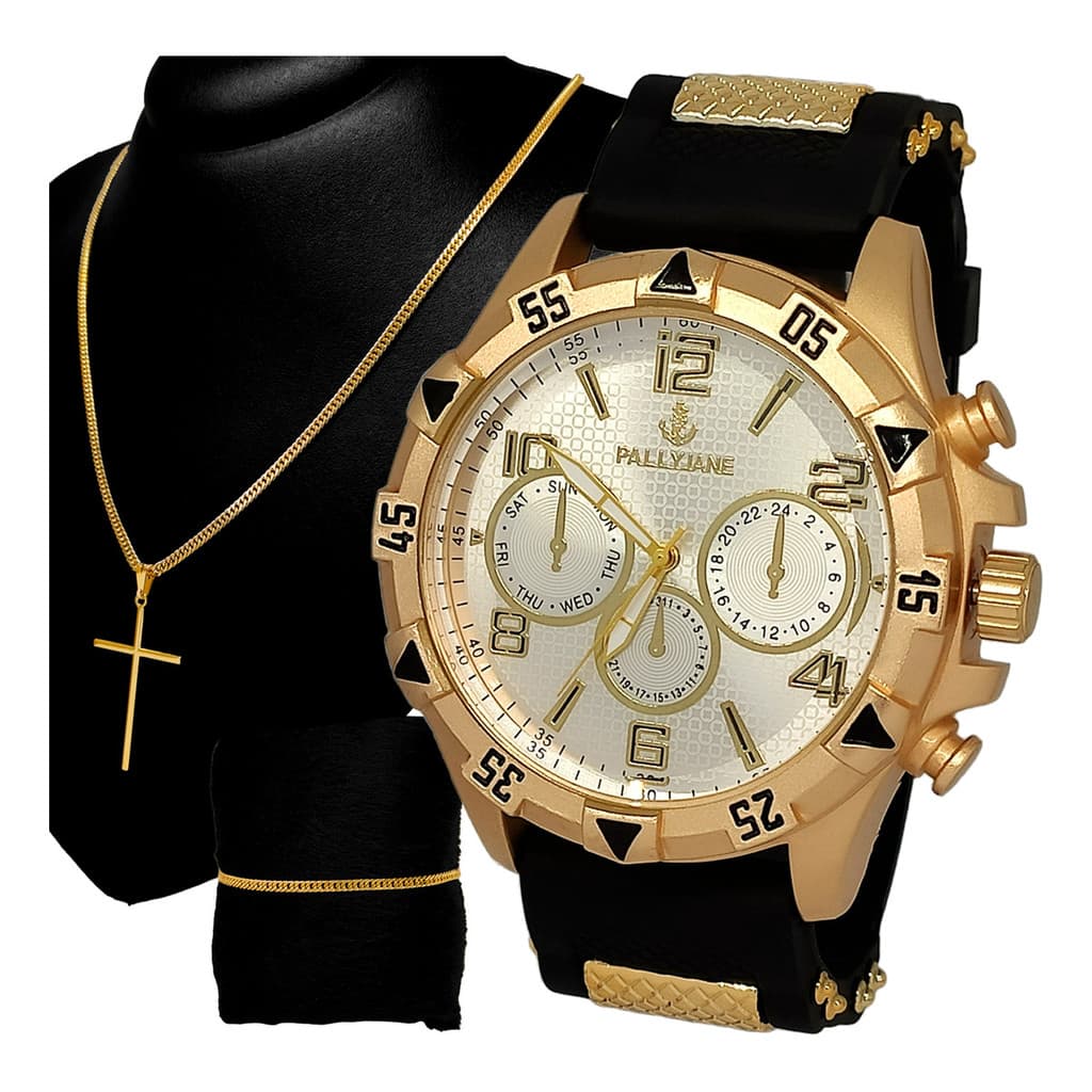 Relógio Masculino Barato Original + Corrente + Pulseira