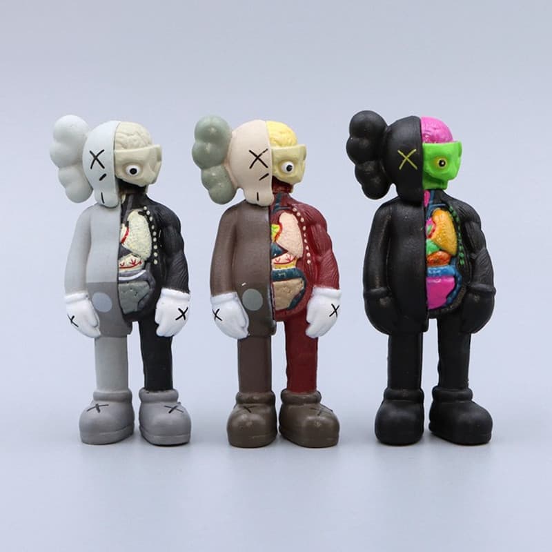 1Pcs 5,3cm Estilo Moda KAWS XX Eyes Anatomia Humana PVC Ação Figura Modelo De Estátua Coleção Decoração De Carro De Mesa