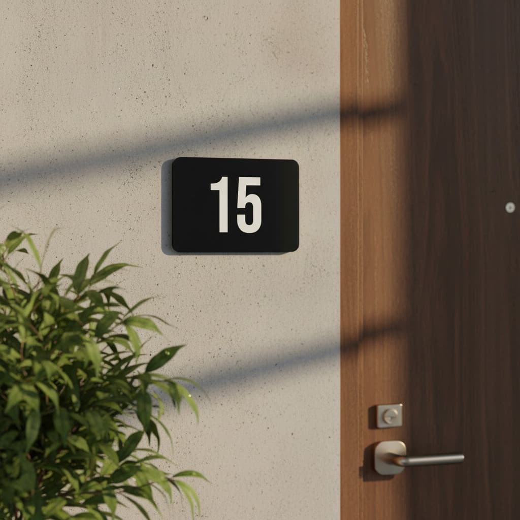 Placa De Acrílico Preto 2 Números Brancos Apartamento