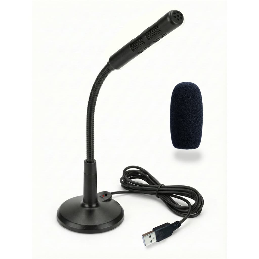 Microfone De Mesa Home Office Áudio USB com Espuma HY-019