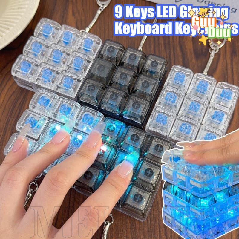[Guudu] Chaveiros De Teclado Brilhantes De LED De 9 Teclas-Chaveiro Clicker De Botão Luminoso-Moda , Criativa , Engraçad