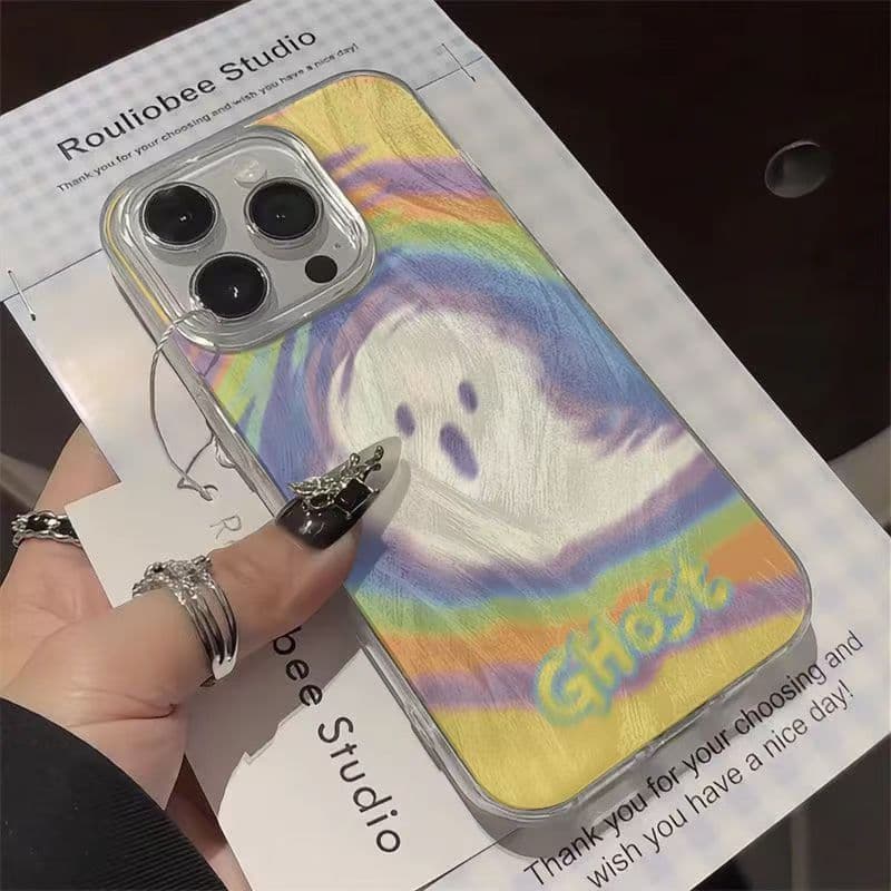 Capinha Capa de celular anti-queda gradiente Padrão fantasma iPhone XR 11 12 13 14 15 16 17 PRO MAX 7 14 15 16 PLUS