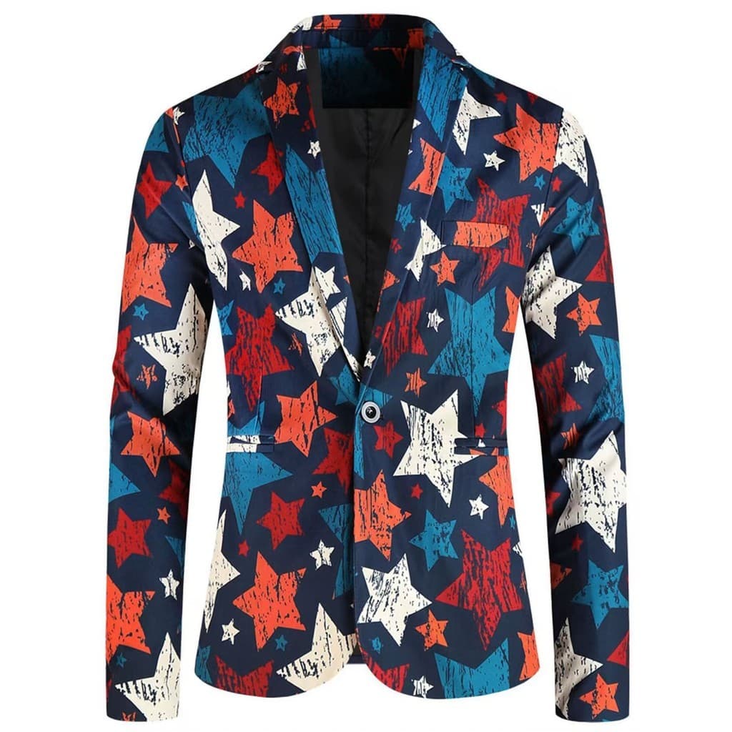 Formal Masculino Terno Jaqueta Lazer Lapela Botão Casual Moda Impressa Manga Longa Escritório Outwear Blazer Hombre