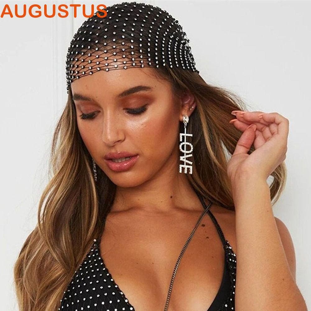 AUGUSTUS Strass Bandana Doce Boêmio Redes De Cabelo Vintage Faixa Verão Headwrap Feminino Lenço