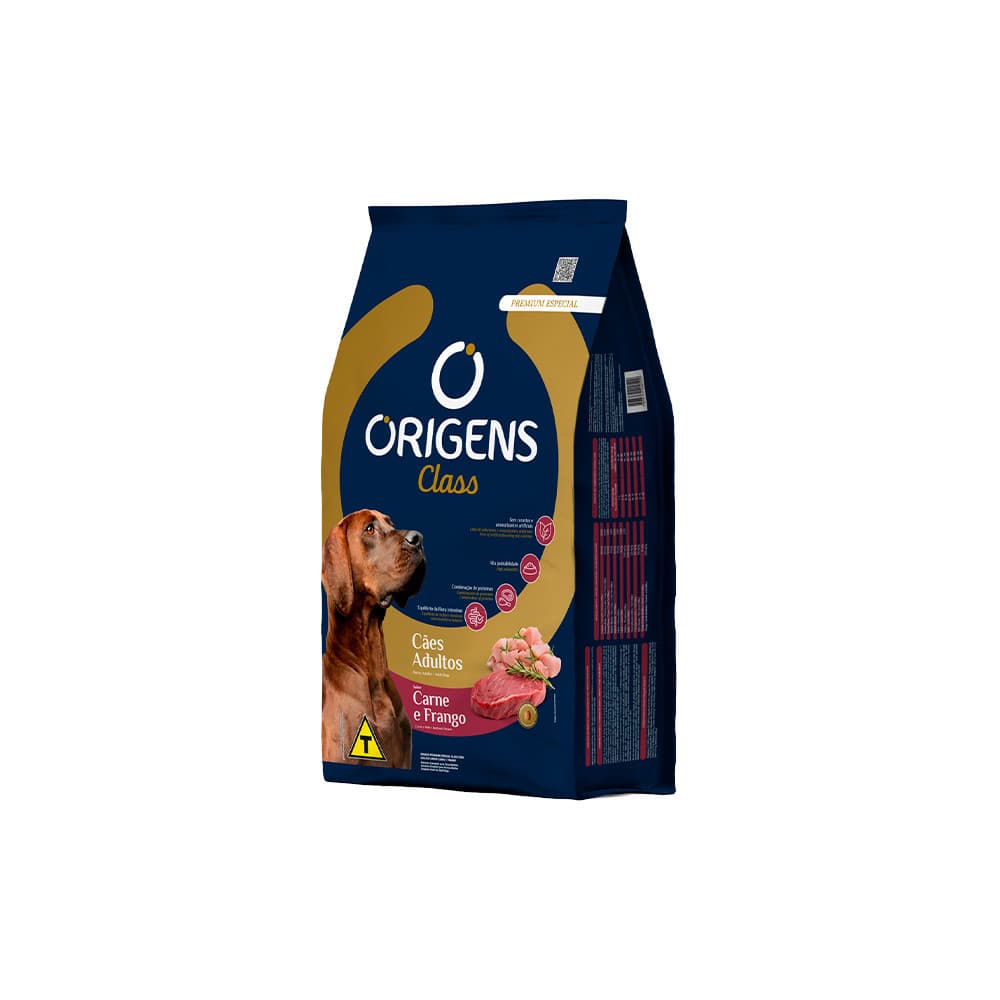 Ração Origens Class Para Cães Adultos Sabor Carne e Frango 20kg