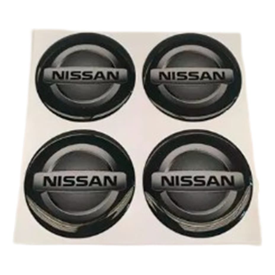 Emblema Adesivo Resinado Para Calota Nissan 48mm Jogo Preta