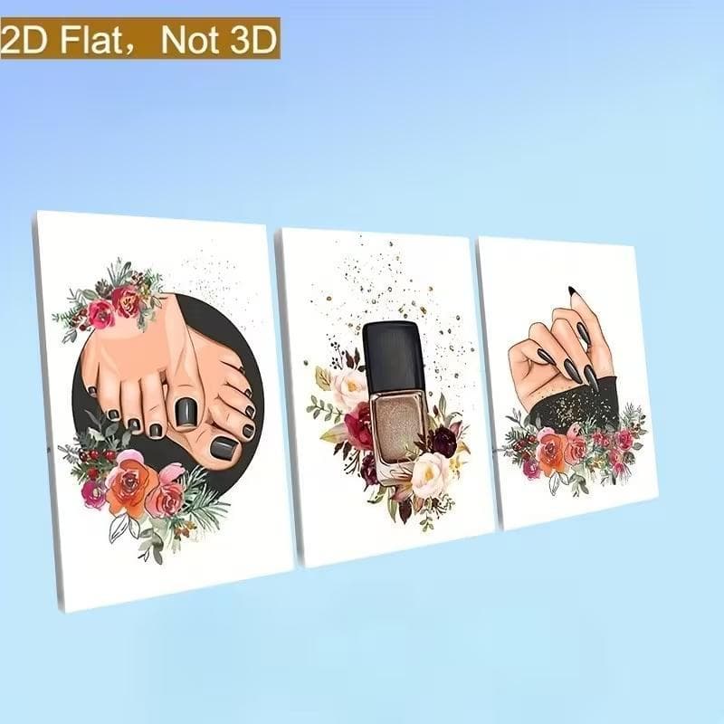 Quadro Decorativo Manicure e Pedicure - Ilustrações Luxo com Flores