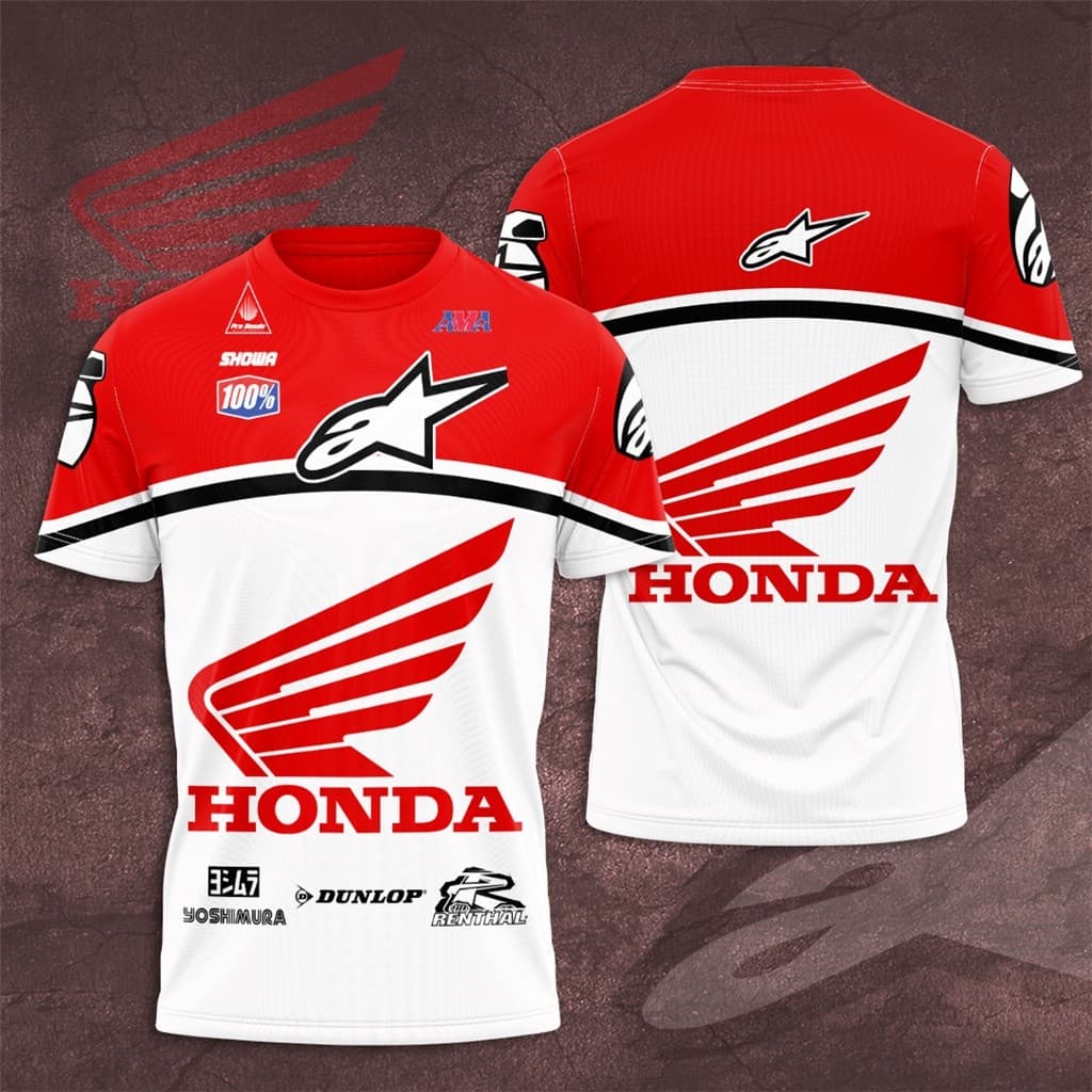 MotoGP Racing TEAM HONDA HRC 3D Print Camisetas Masculinas Verão Manga Curta Casual Roupas Grandes Tops