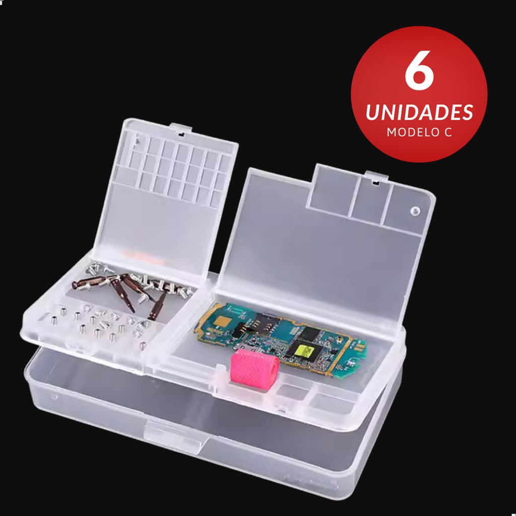 Kit 6 Caixa Organizadora Transparente Componentes Placa Manutenção Celular