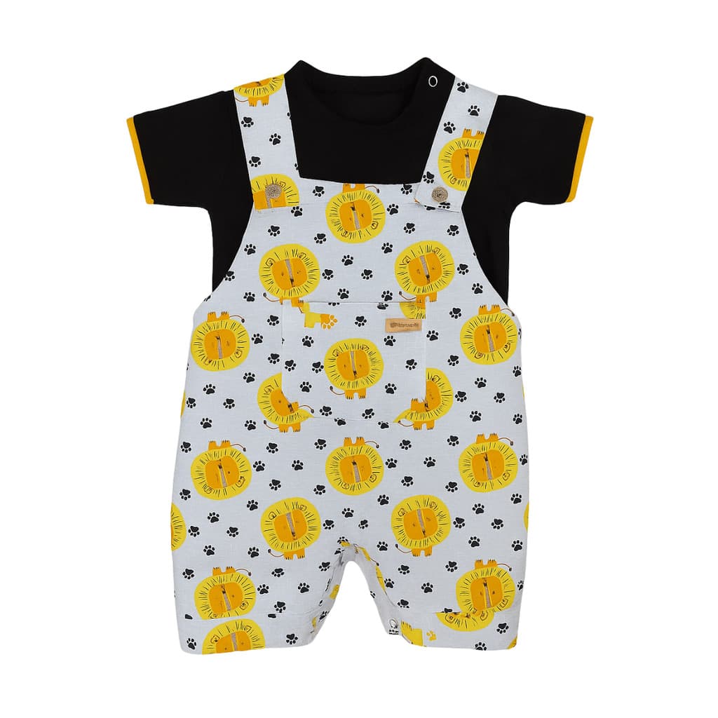 Jardineira Menino Infantil Com Camiseta Preta