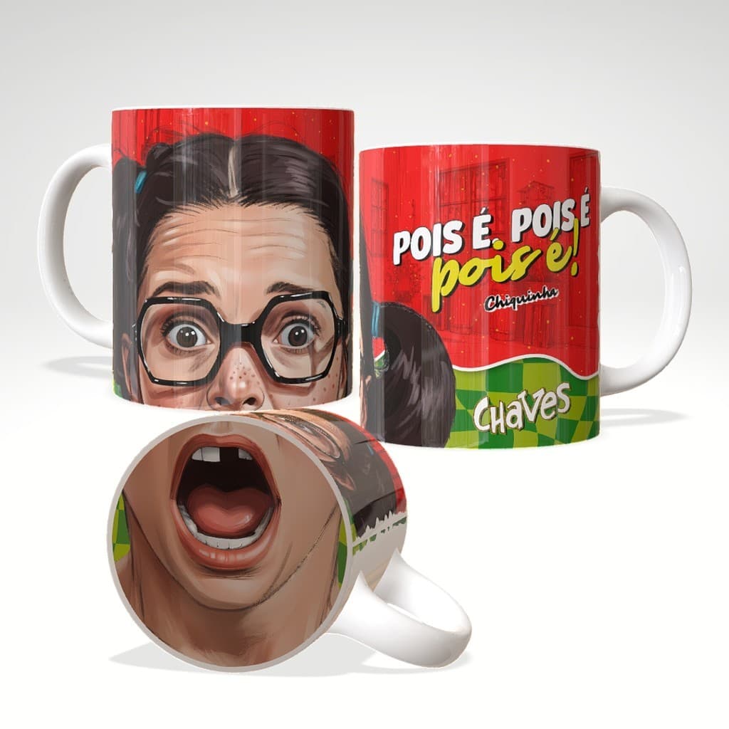 Caneca Chiquinha Turma do Chaves 325ml Porcelana com Bocão Frases Clássicas