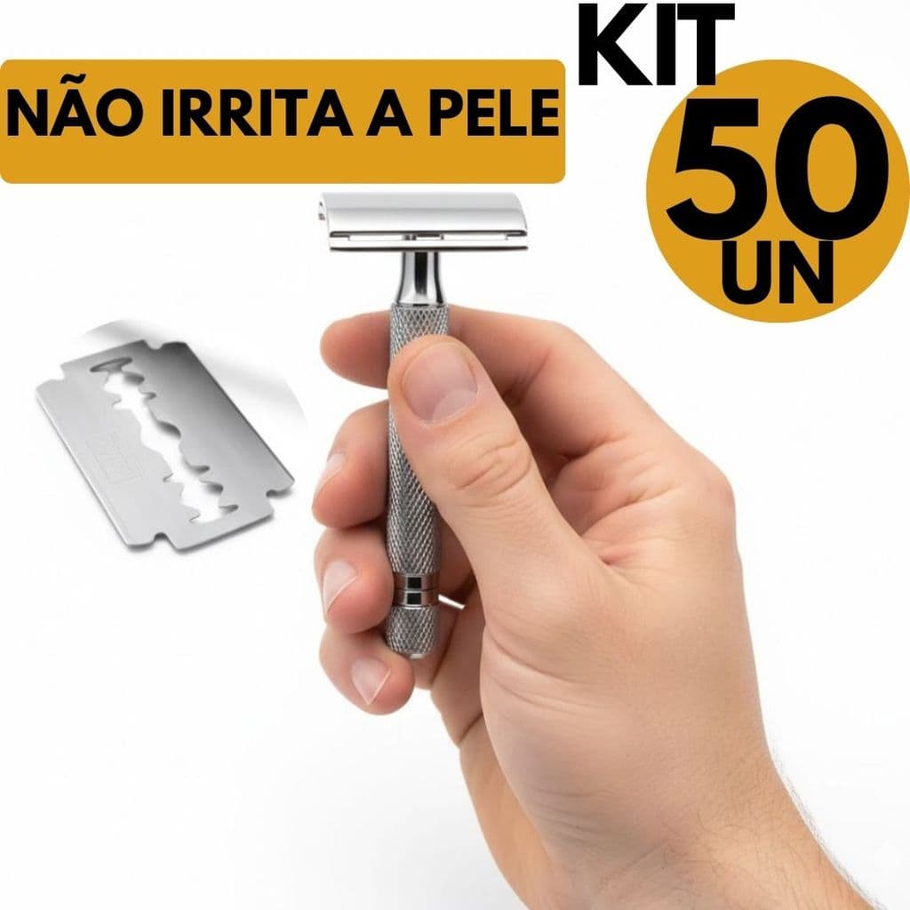 Kit 50 Barbeador Manual de Metal Corte Preciso Sem Irritação Homem Uso Diário Casa