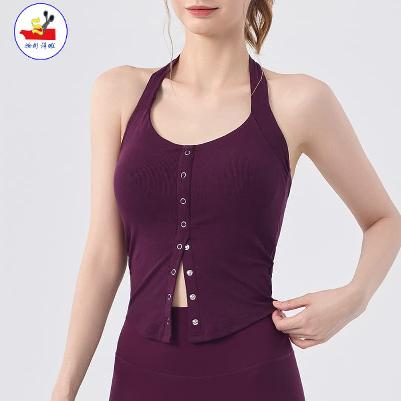 WSX Halter pescoço Yoga colete feminino com almofada no peito exterior estilingue bonito volta Pilates treinamento espor
