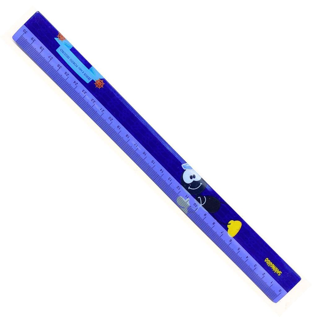 Regua Plástica Azul-Escuro - 30Cm - Lilas Smilinguido