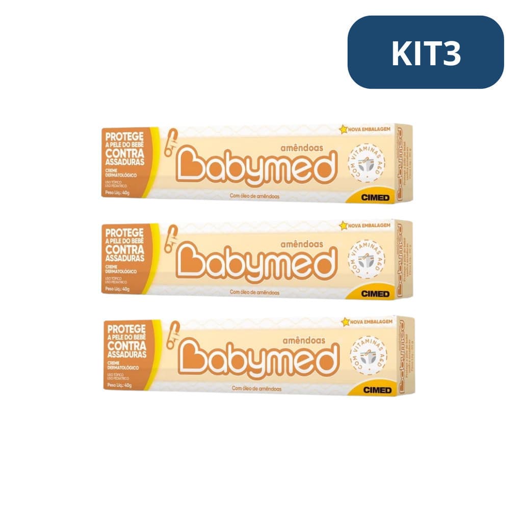 Kit 3 Pomada para Assadura Babymed Amendoas 40g