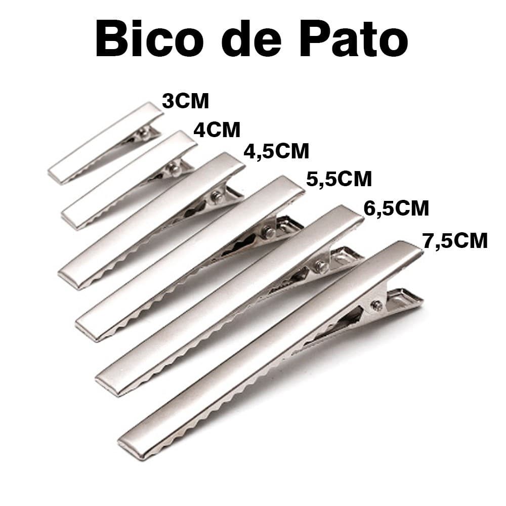 Presilha Bico de Pato Jacaré – 500 Unidades – Tamanhos de 3,2cm a 7,5cm