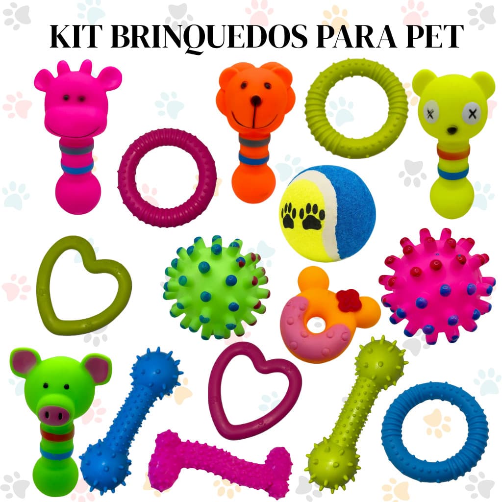 Kit de Brinquedos Mordedores e Bolinhas para Pets de Pequenos Porte Kit de 3/6/10 Cachorros e Gatos