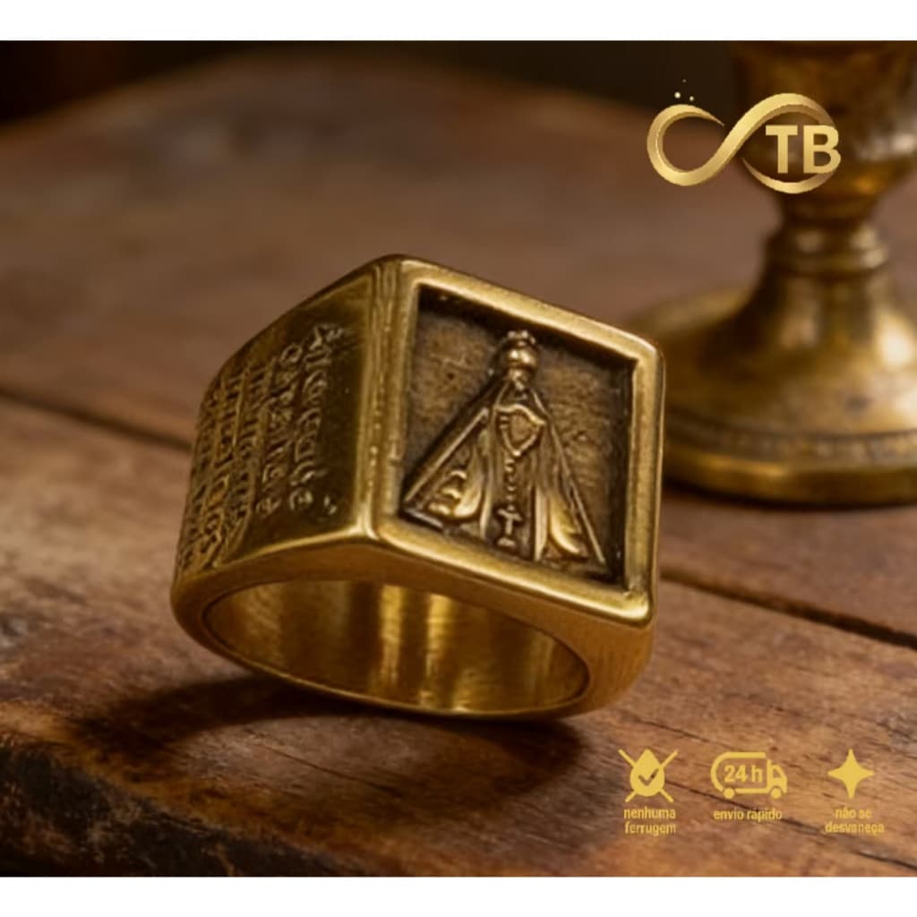 TB Retro Bronze St Benedict Mens Anel não desbotado Ortodoxo Cristão Amuleto Faixa
