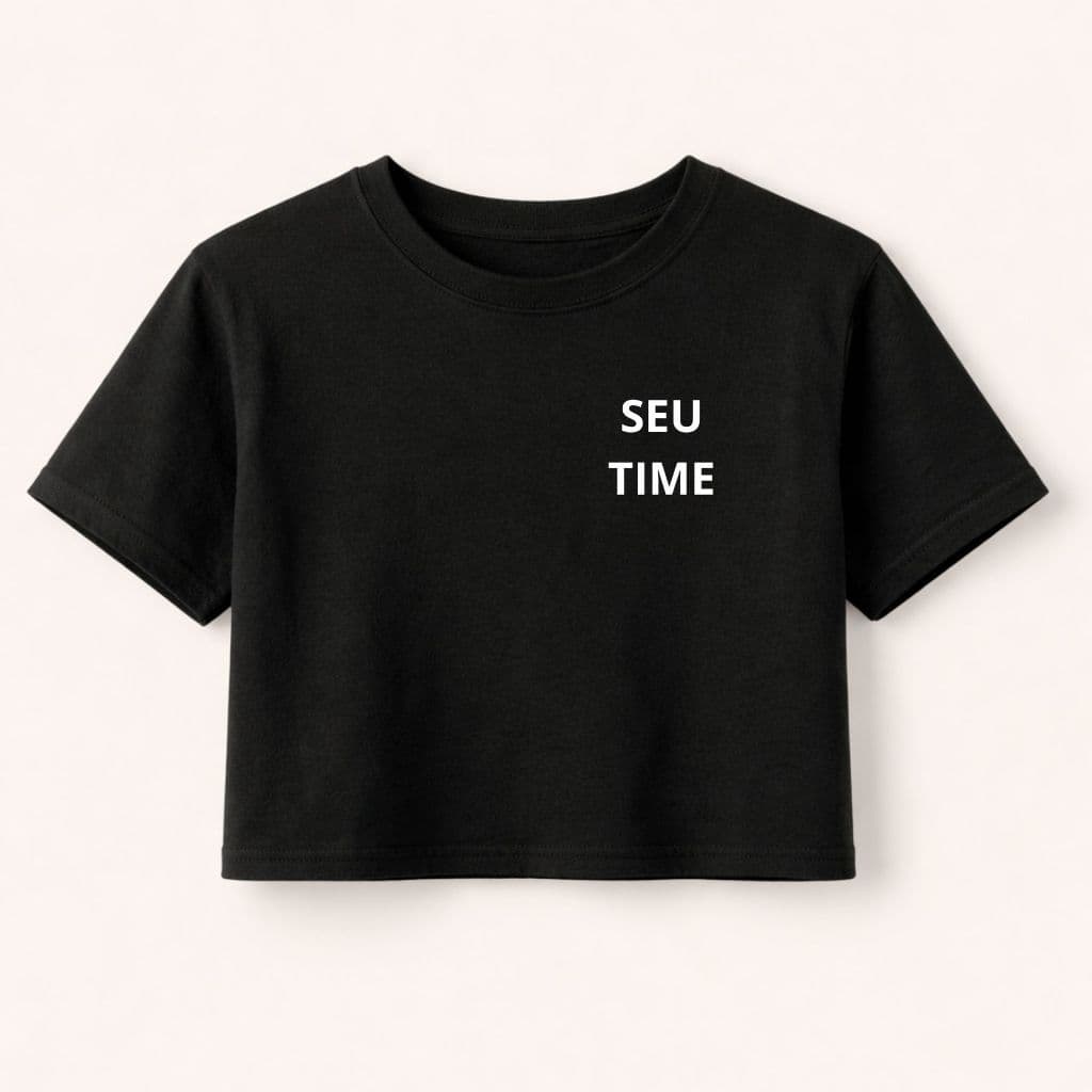 Cropped Unissex Camisa Camiseta 100% Algodão Personalizado Time de Futebol PresenteAlgodão Premium Adulto Feminino