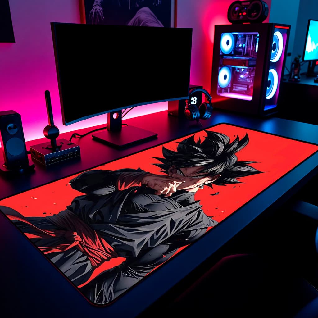 Mouse Pad Goku Black Dragon Ball Gamer 65x30cm / 80x40cm / 90x50cm / 120x60cm Borda Costurada