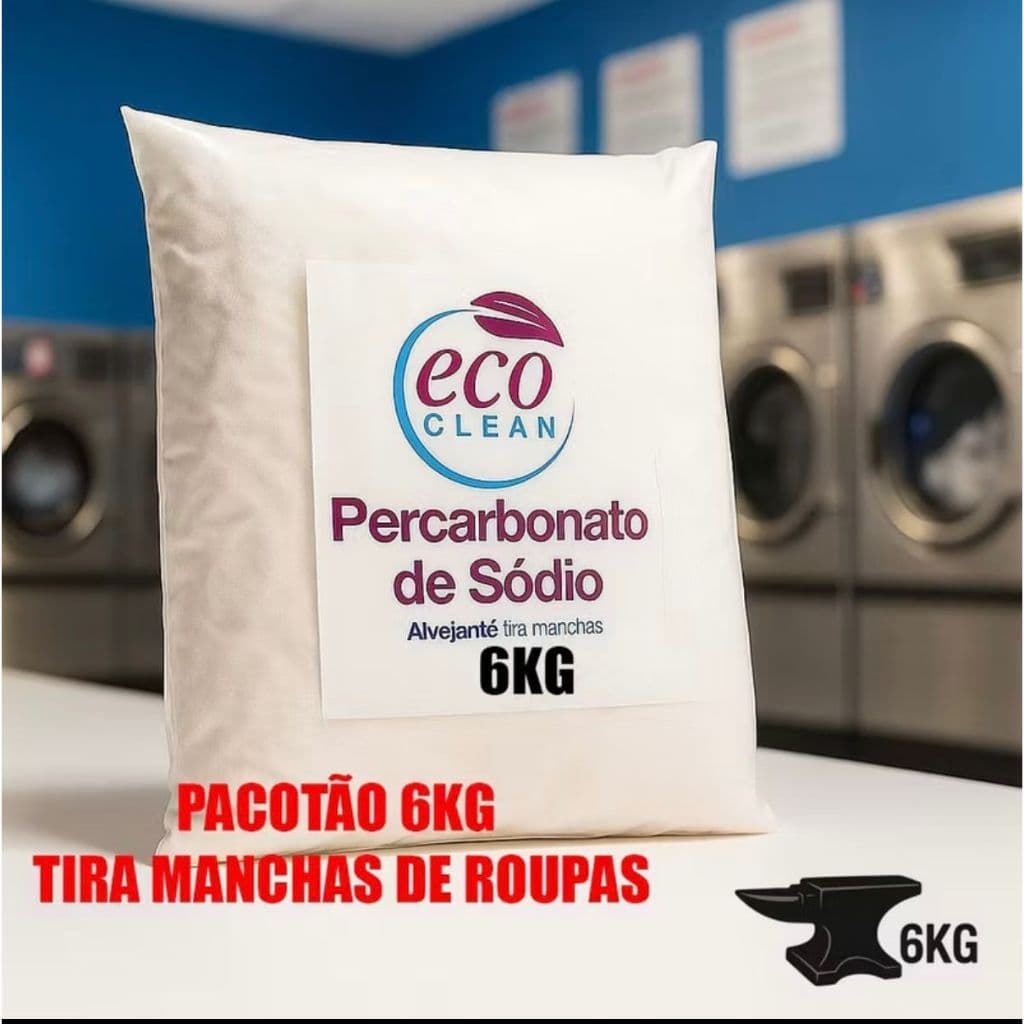 6 KG Percarbonato de Sódio Composto Limpeza Em Geral Tira Manchas Roupas Brancas  Eco 1KG / 2KG / 3KG /4KG /5KG /6KG