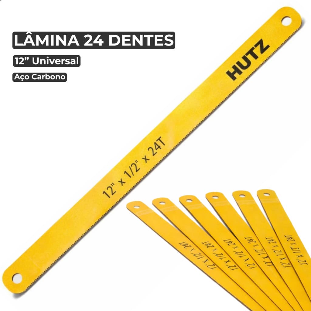 Lâmina Arco de Serra para Metal Serrote Manual Aço Carbono 24 Dentes