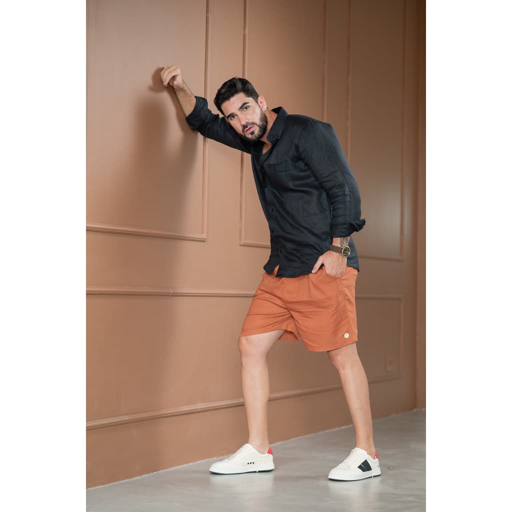 Short Masculino Mauricinho Linho Bermuda Praia Verão
