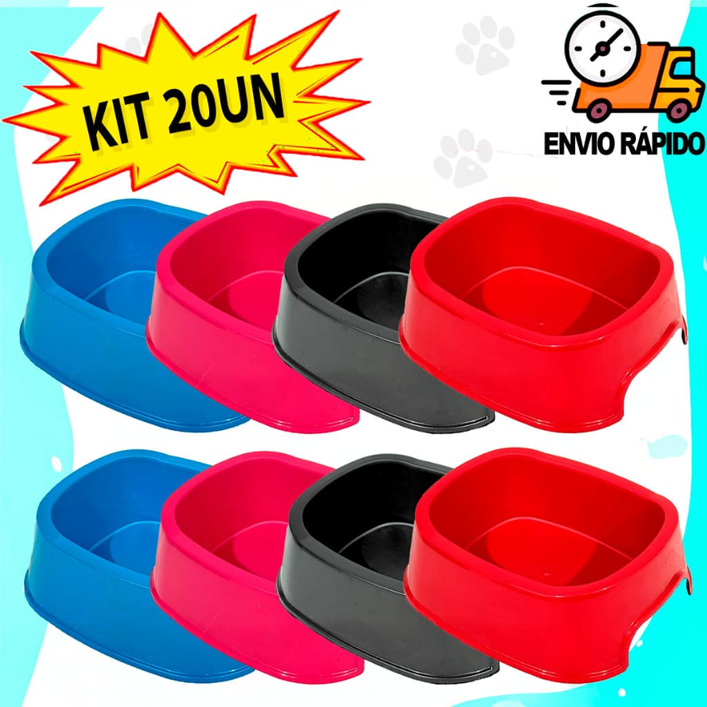 Kit 20 Comedouro Bebedouro Cachorro Gato 300ml Pet Shop Água ou Ração