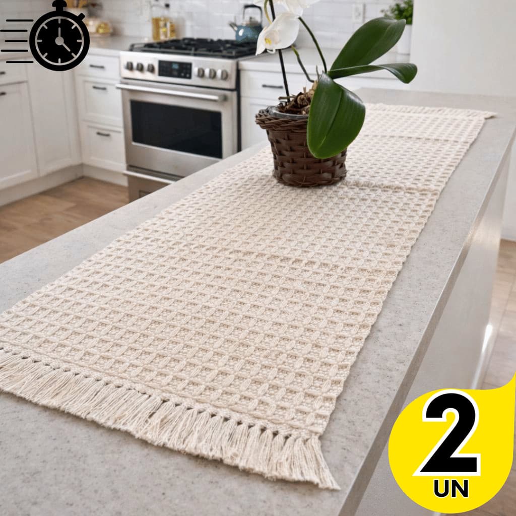 Centro de Mesa 1/2 Feito em Tear Premium Boho –  Perfeito para Buffet, Vitrine e Ambientes Elegantes