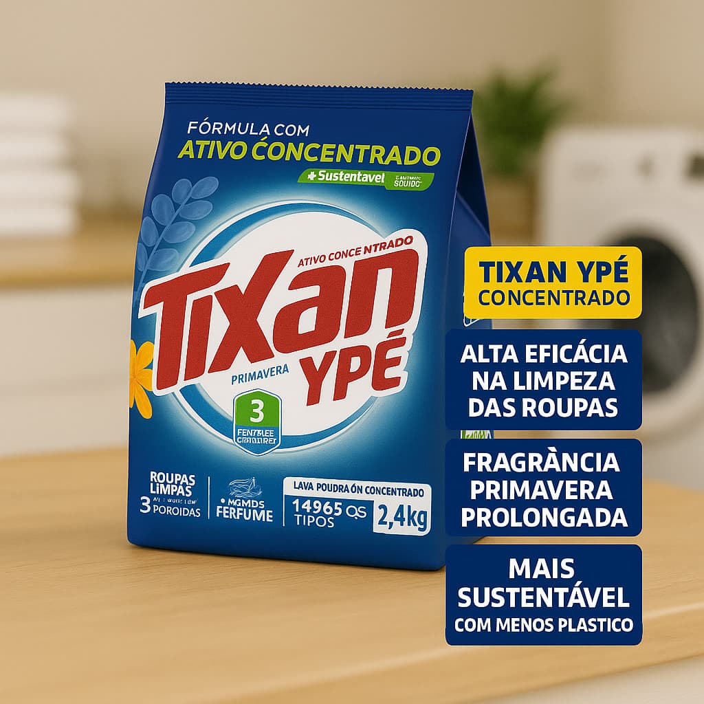 Sabão em Pó Tixan Ypê 1,6KG e 2.4kg Primavera Lava Roupas Concentrado Alto Rendimento